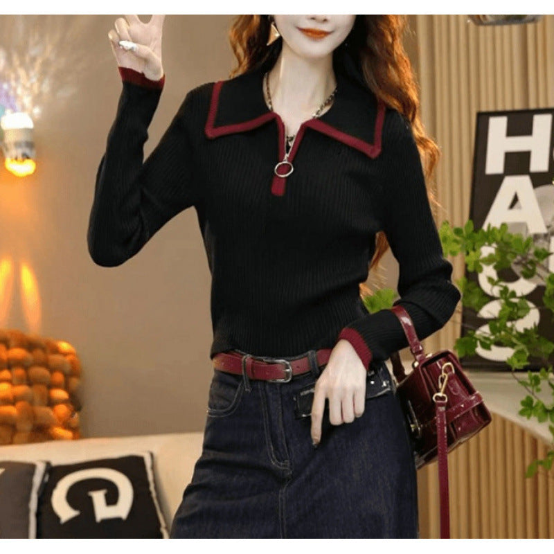 Western Style Slimming Bottoming Shirt Dinified Sweater Women