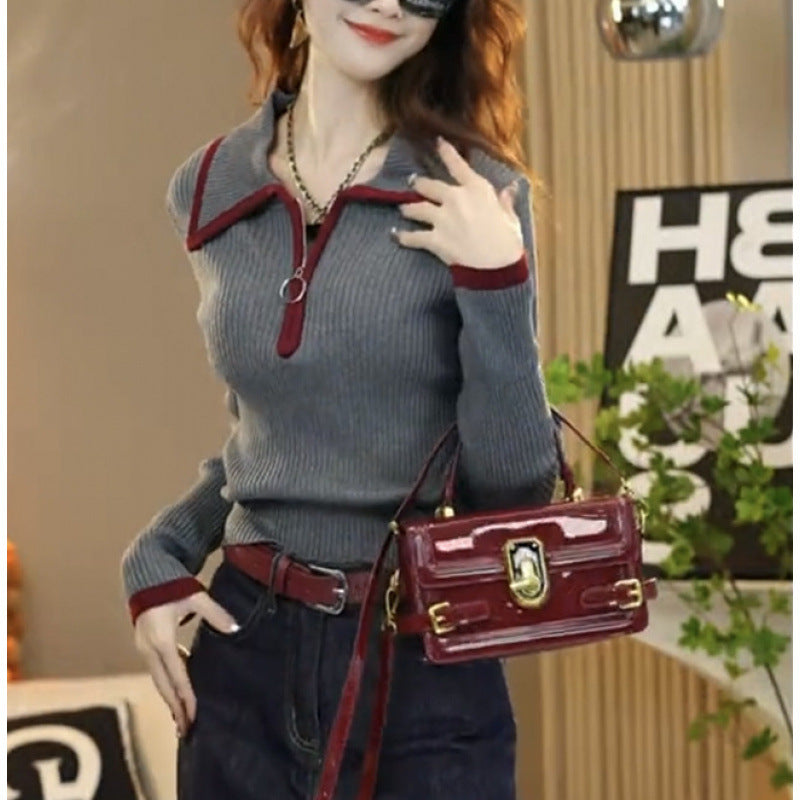 Western Style Slimming Bottoming Shirt Dinified Sweater Women