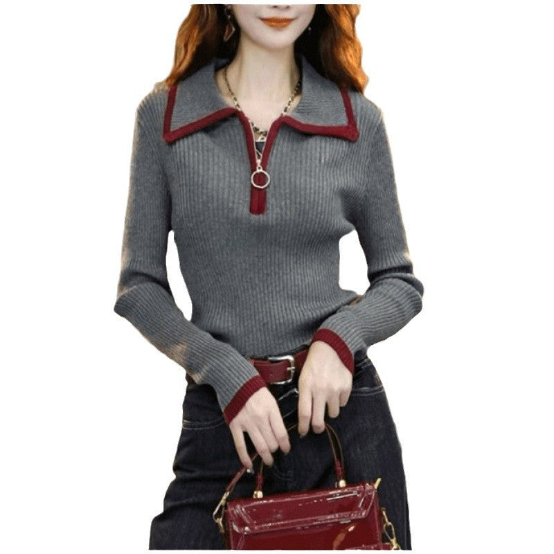 Western Style Slimming Bottoming Shirt Dinified Sweater Women