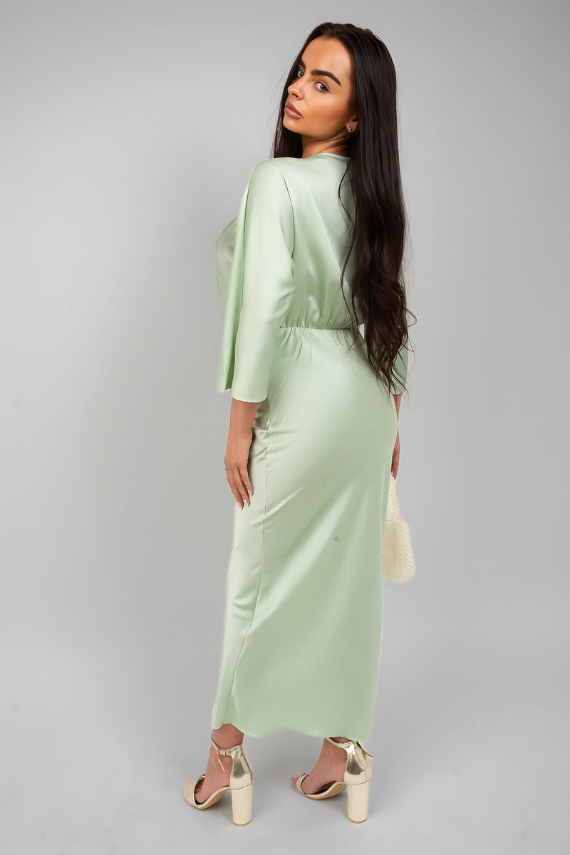 V-Neck Twist Front Midi Dress