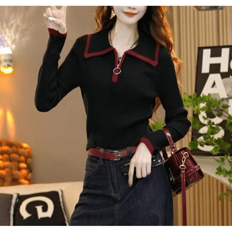Western Style Slimming Bottoming Shirt Dinified Sweater Women