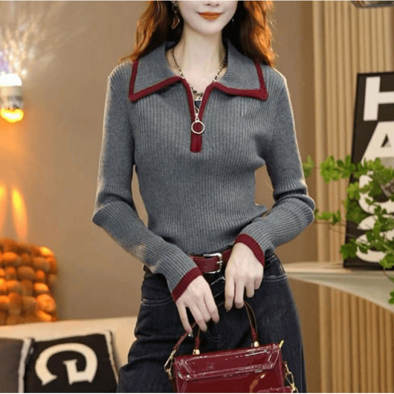 Western Style Slimming Bottoming Shirt Dinified Sweater Women