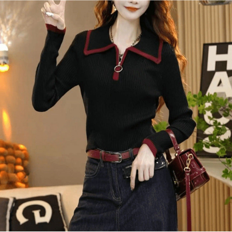 Western Style Slimming Bottoming Shirt Dinified Sweater Women